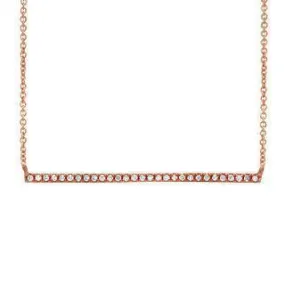 0.08ct 14k Rose Gold Diamond Bar Necklace