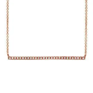 0.08ct 14k Rose Gold Diamond Bar Necklace