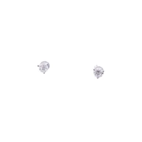 14K WHITE GOLD DIAMOND STUD EARRINGS WITH ROUND BRILLIANT CUT 1.25CTW