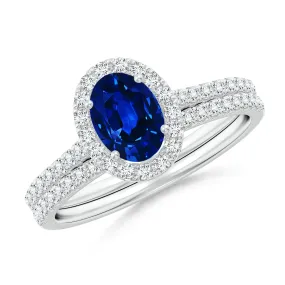 1.5 CT. Classic Blue Sapphire and White Sapphire Bridal Set