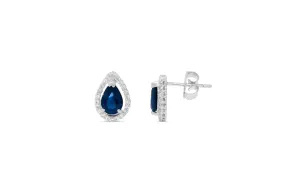 2.48 CT Pear Blue Sapphire Diamond Earring 0.37 CT TW Diamonds 14K White Gold SER003