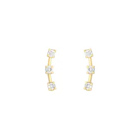 3 Stone Climber 18K Gold Stud w. Diamond