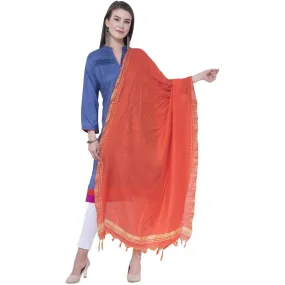 A R Silk Orange Color Golden border Cotton Dupattas & Chunnis