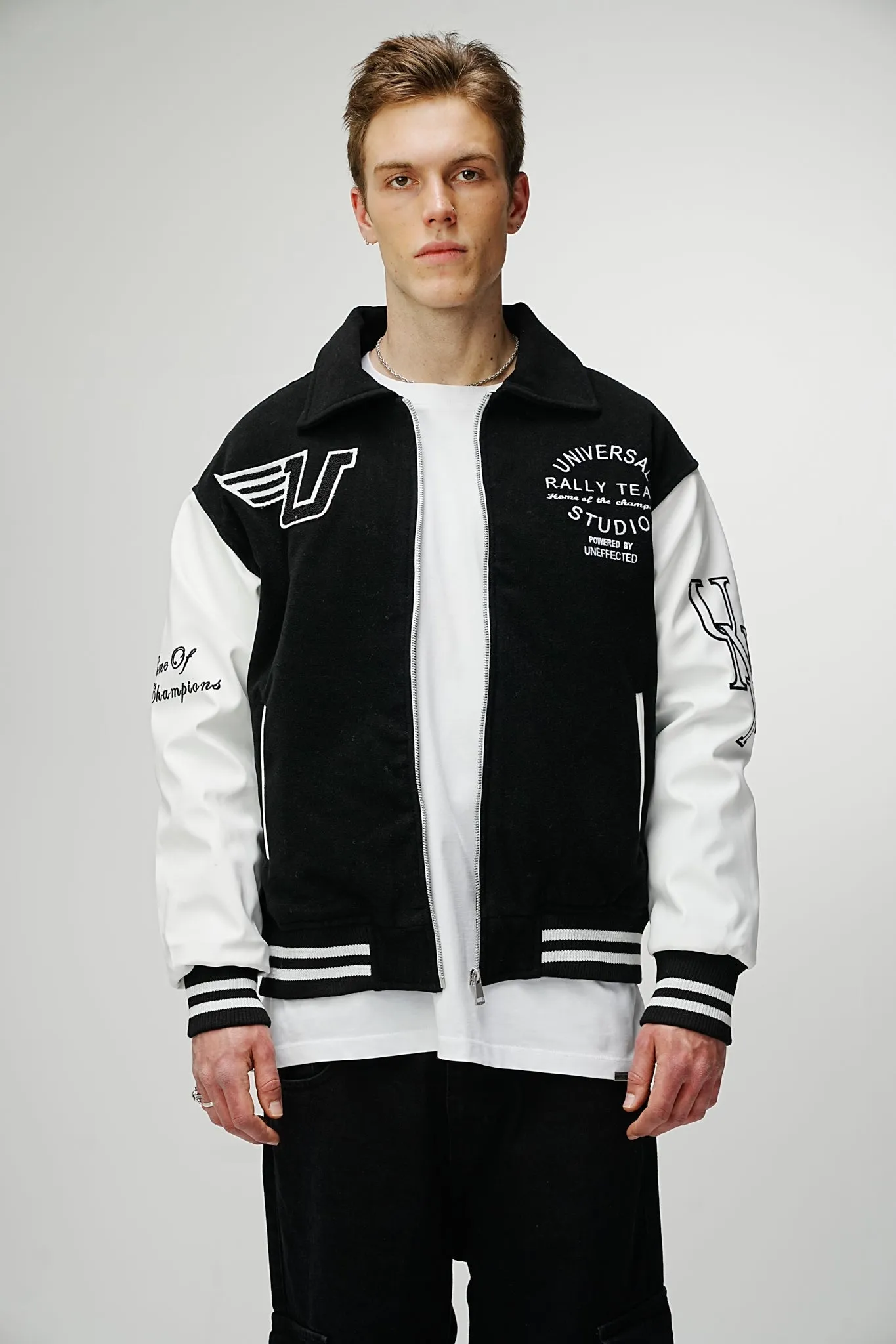 Airdrop Racer Varsity Jacket - Jet Black