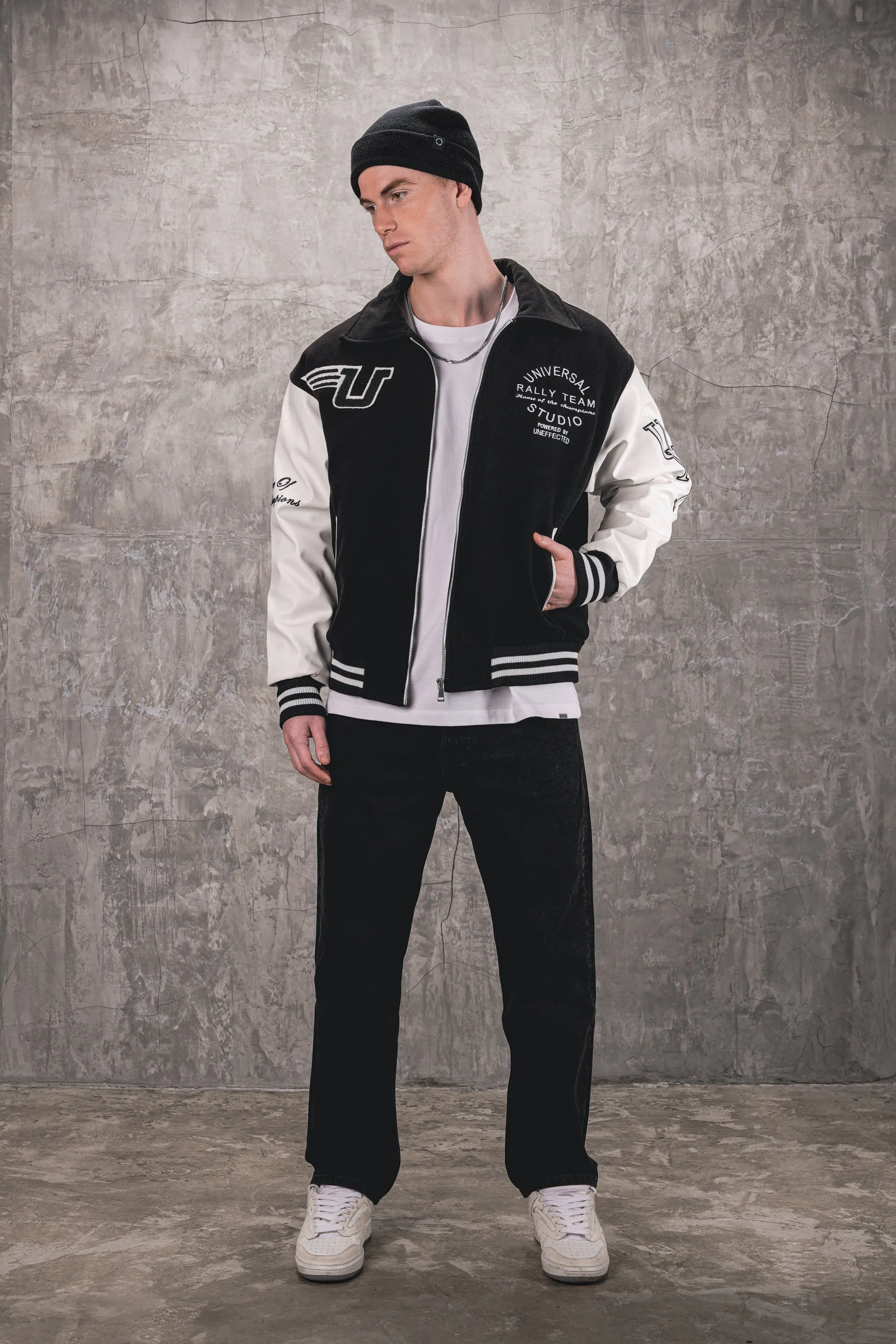 Airdrop Racer Varsity Jacket - Jet Black