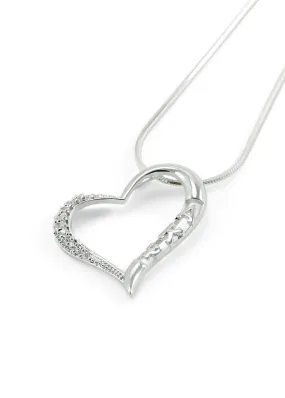 Alpha Kappa Psi Angled Heart Pendant with Simulated Diamonds