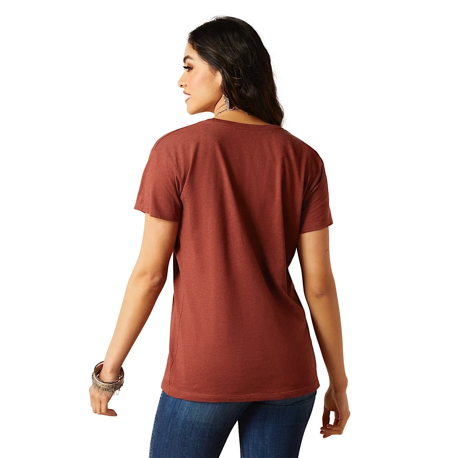 Ariat Womens Denim Label S/S Tee Rust Heather