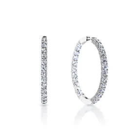 Ashlynn 13 Carat Round Brilliant Diamond Hoops Earrings in 14k White Gold