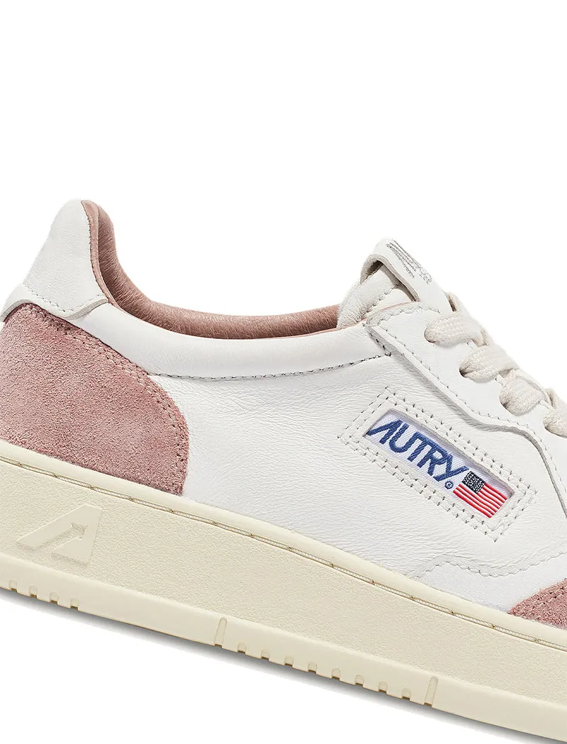 Autry Womens Medalist Low Trainers White Goatskin / Pink Suede