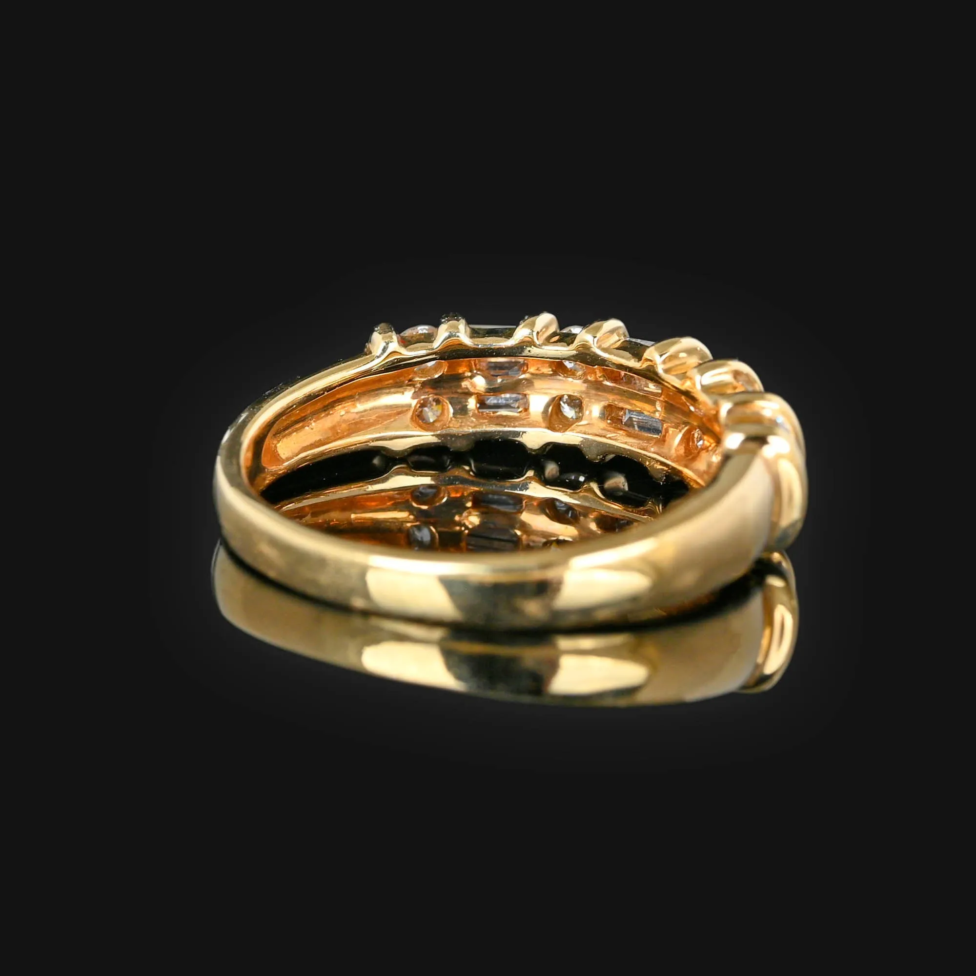 Baguette and Round Diamond Band Ring in 14K Gold