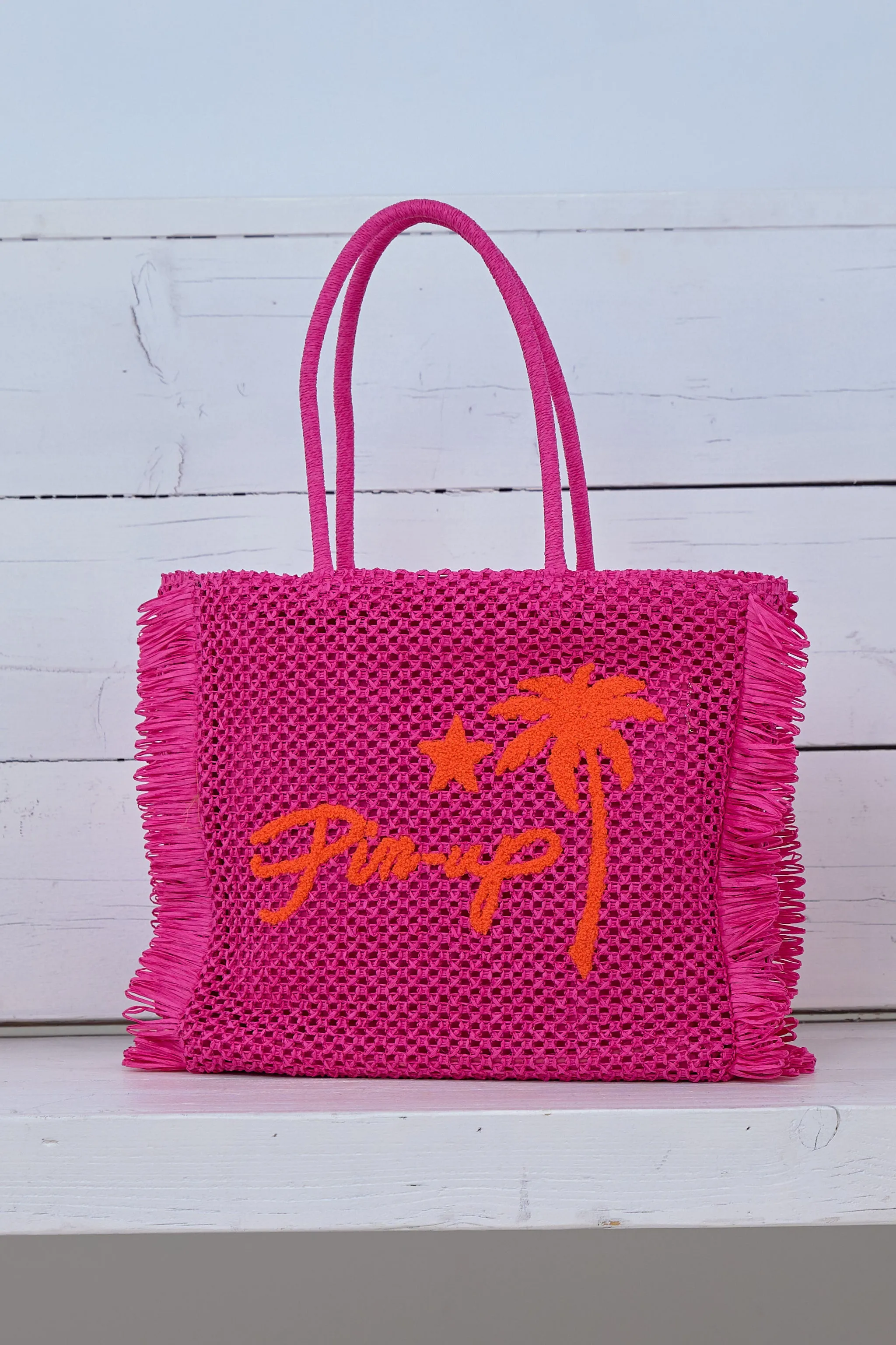 Basttasche Pin-up, pink-orange