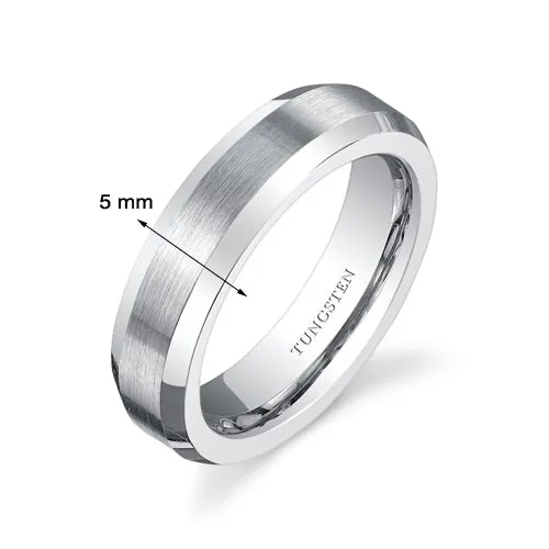 Beveled Edge 5mm Womens Tungsten Band Size 5