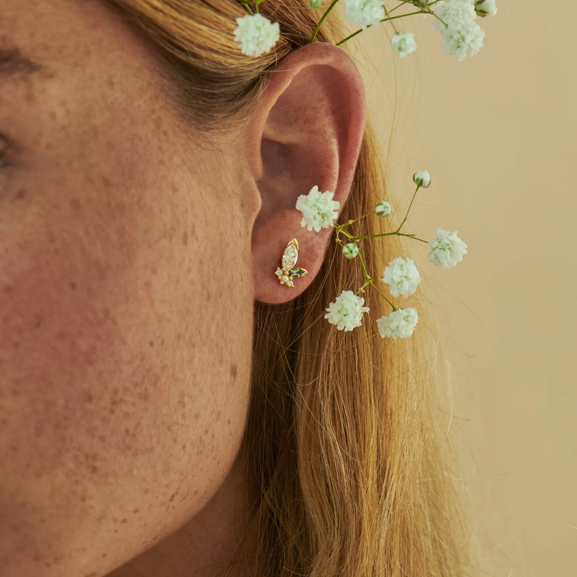 Big Sprout Marquise Diamond & Sapphire Earrings