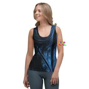 Black/blue Abstract Festival Tank Top