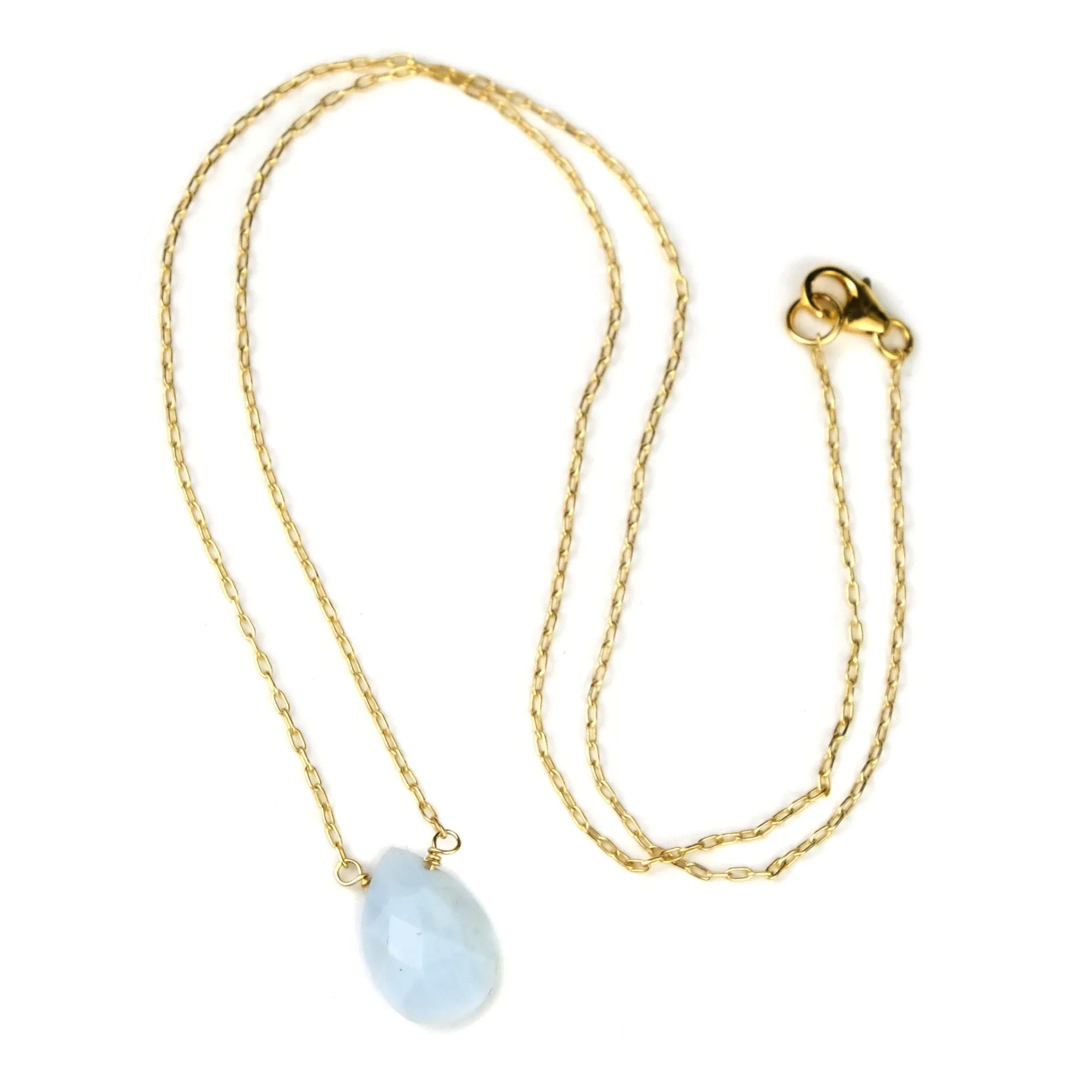 Blue Chalcedony on Gold Filled Chain with Gold Filled Trigger Clasp