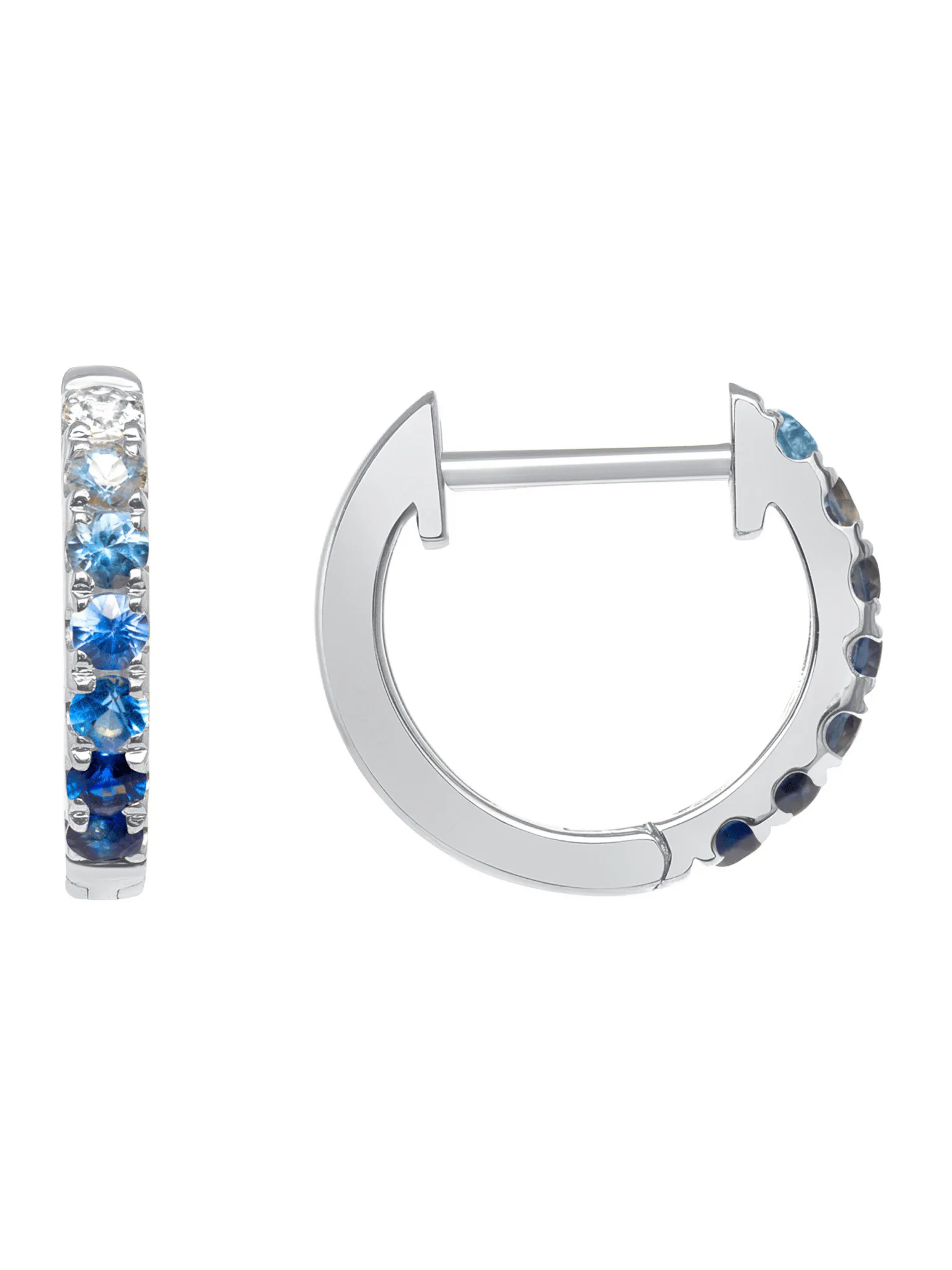 Blue Ombre Huggie Earrings 14K