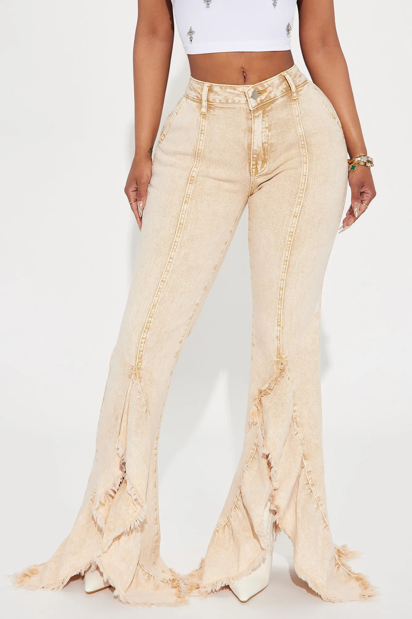 Break Free Ruffled Flare Pant - Tan