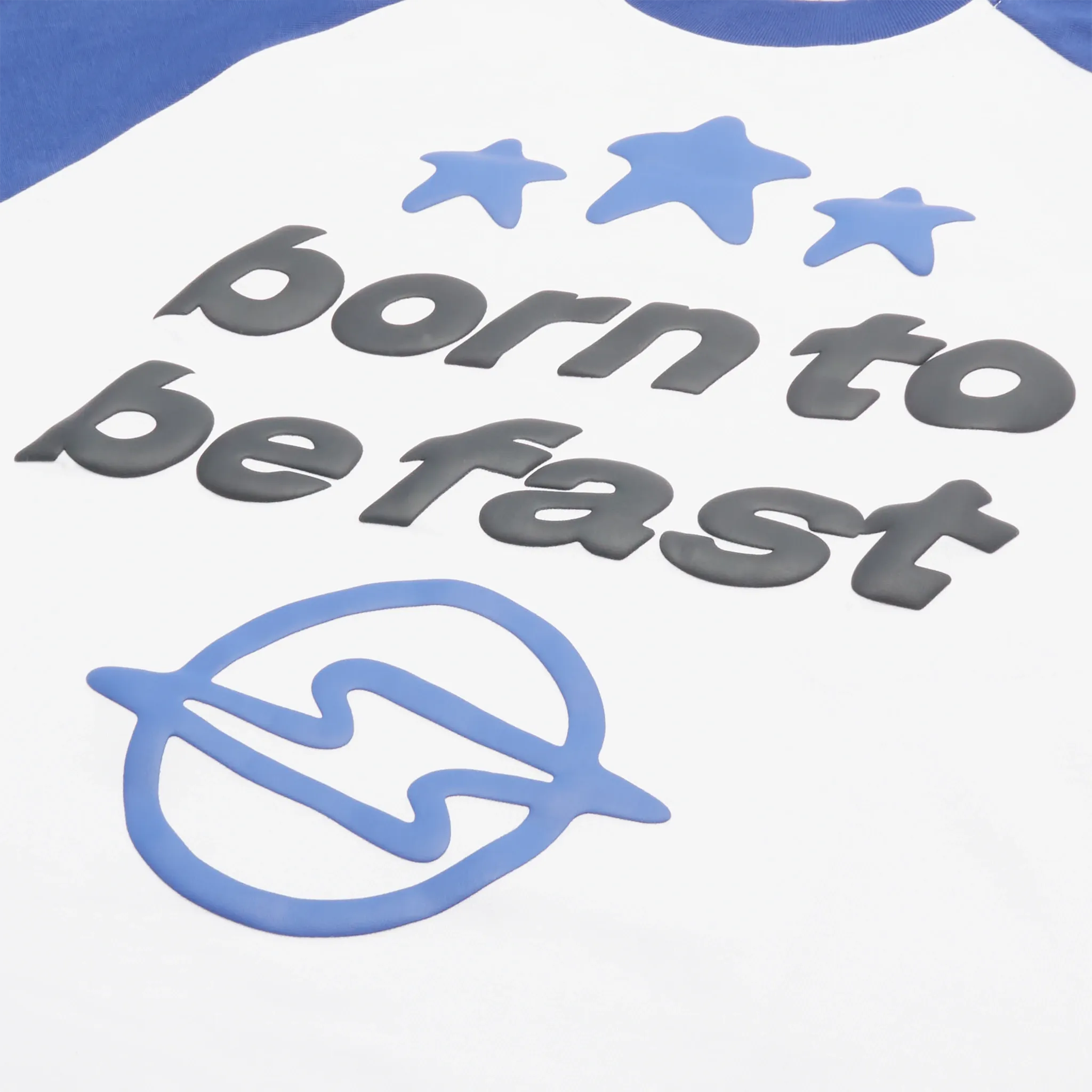 Broken Planet Born To Be Fast White Blue Long-Sleeved T Shirt