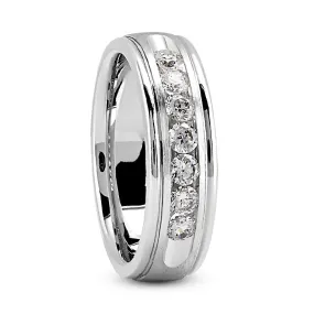 Cameron Men's Diamond Wedding Ring Round Cut Channel Set in Platinum By Mike Nekta NYC, 7MM