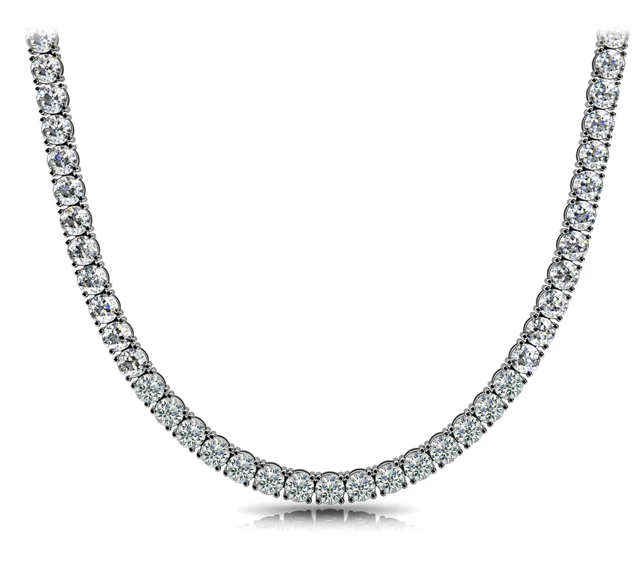 CHE 25 Carat Diamond Tennis Necklace in 14k White Gold 4 prong set BY MIKE NEKTA