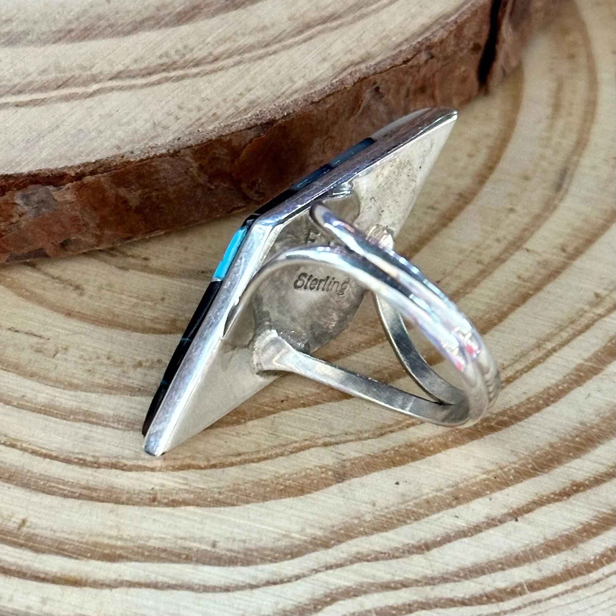 CLEO KALLESTEWA Multi Stone Inlay Native American Zuni Ring  Size 7