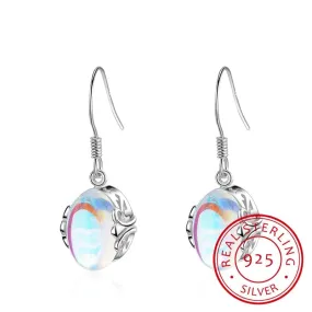 Colorful Moonstone Dangle Earrings - 925 Sterling Silver