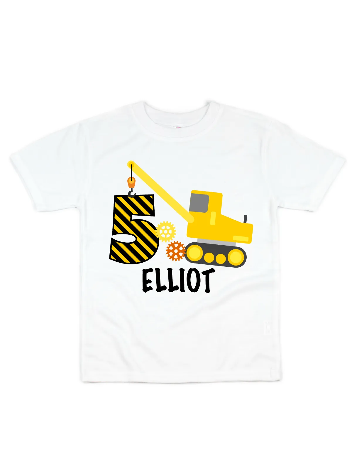 Construction Truck Excavator Birthday Shirt - White