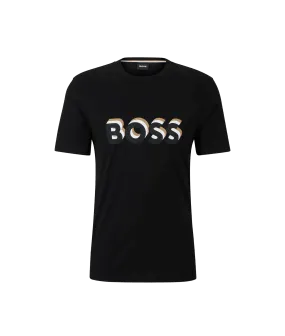 Cotton-jersey T-shirt With Logo in Signature Colours - Black