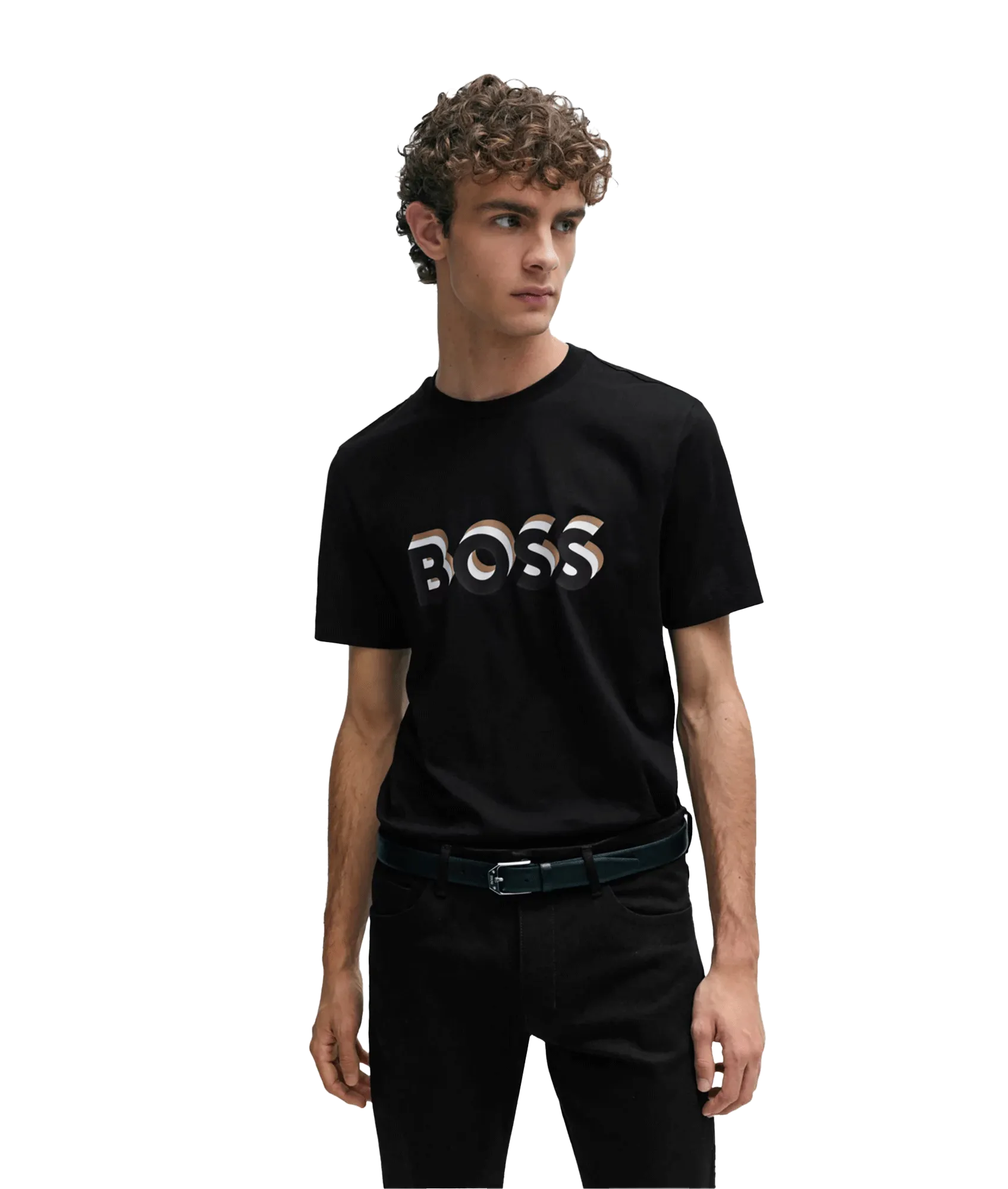 Cotton-jersey T-shirt With Logo in Signature Colours - Black