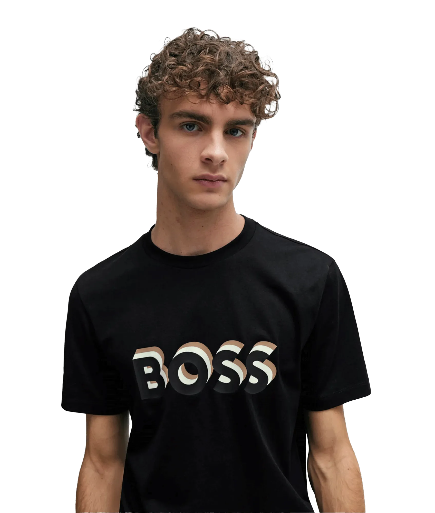 Cotton-jersey T-shirt With Logo in Signature Colours - Black