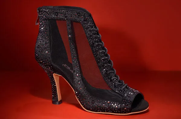 Dancin Boots with Lace and Zip Chrome with Strass