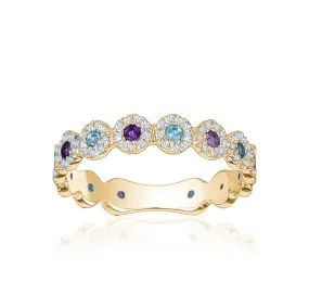 Diamond Amethyst and Aquamarine Ring