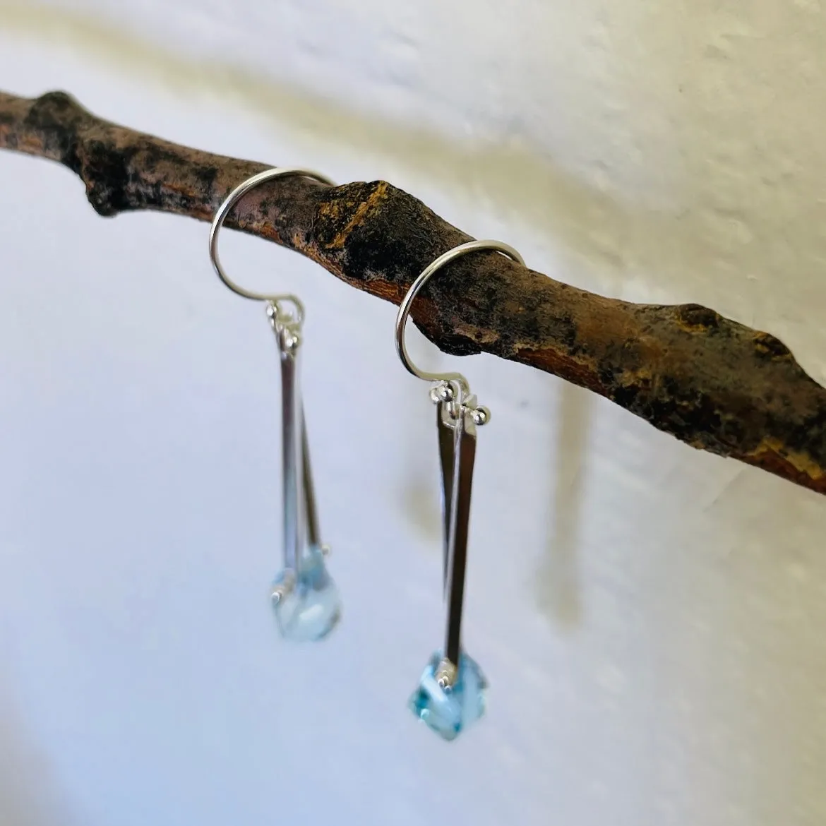 Double twist sticks earrings blue topaz