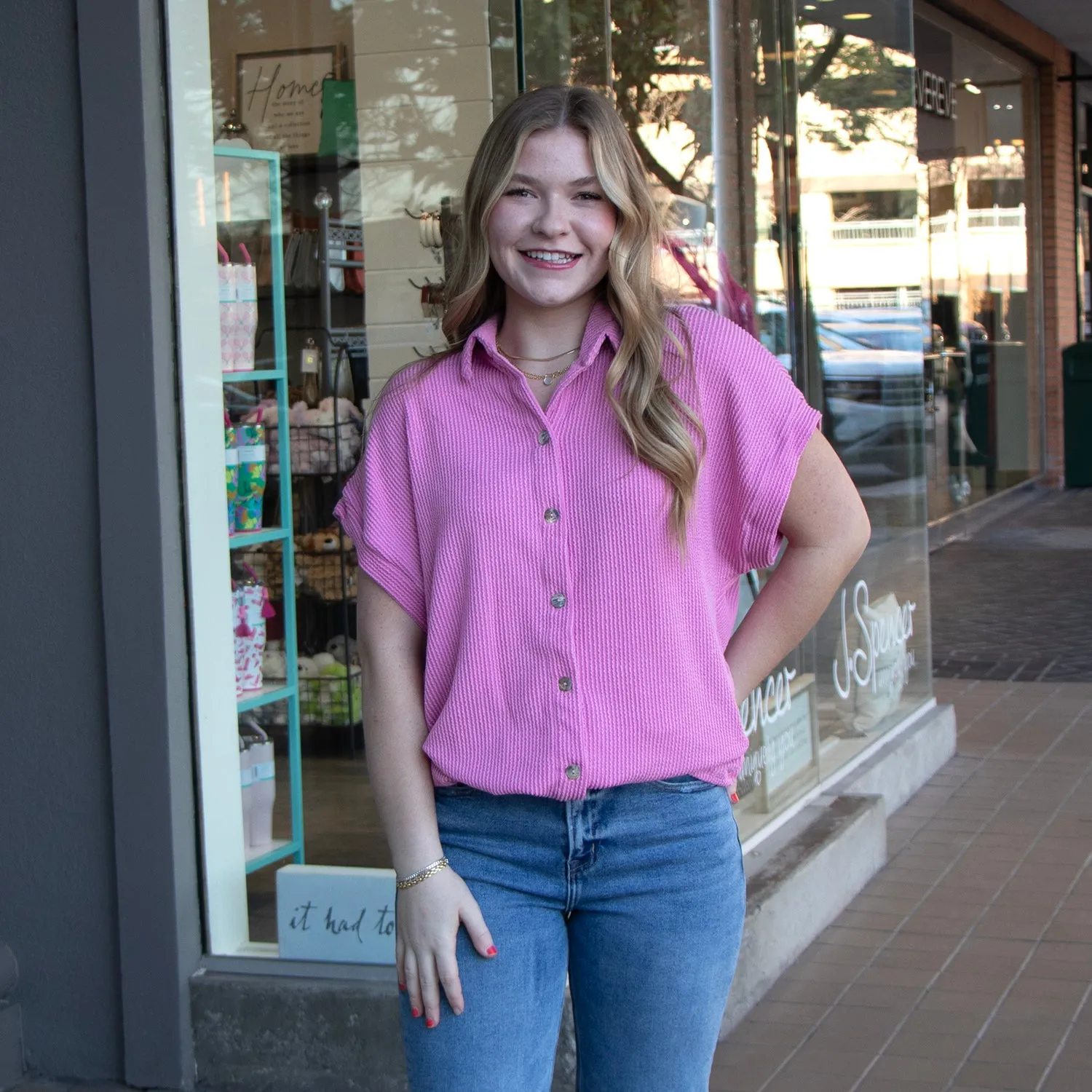 Dreamscicle Ribbed Shirt Pink