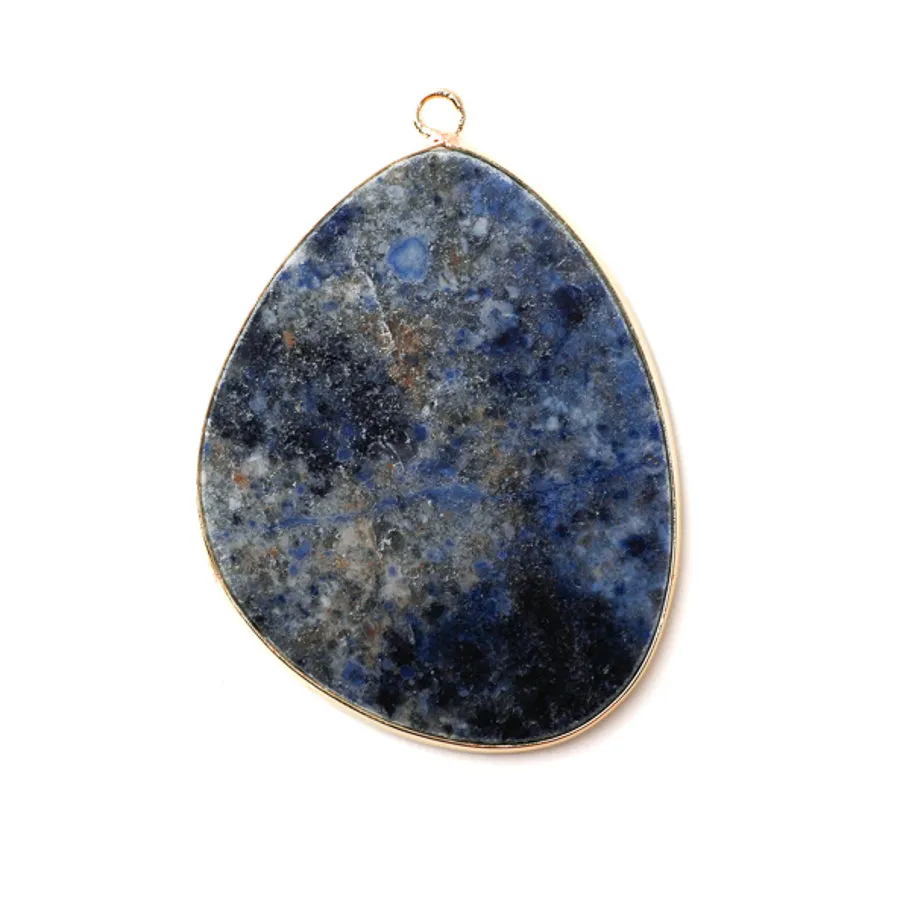 Dumortierite 27x34mm Slice Gold Plated - Pendant