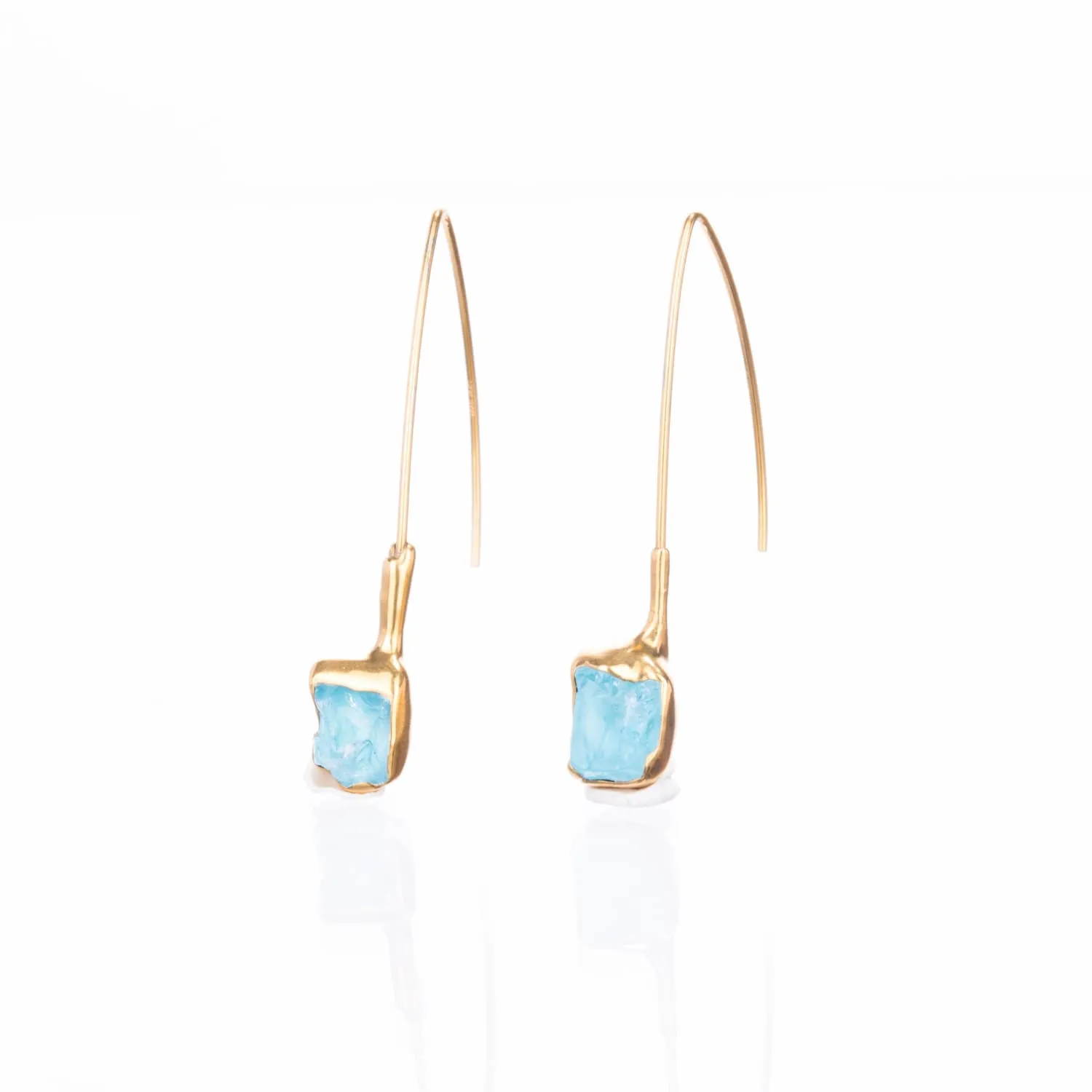 Edgy Raw Aquamarine Drop and Dangle Earrings