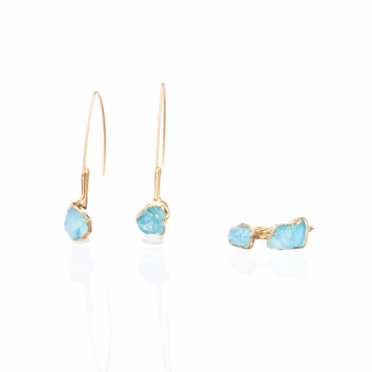 Edgy Raw Aquamarine Drop and Dangle Earrings