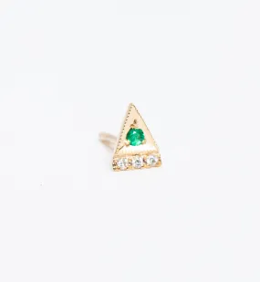 Emerald Deco Point Triangle Stud