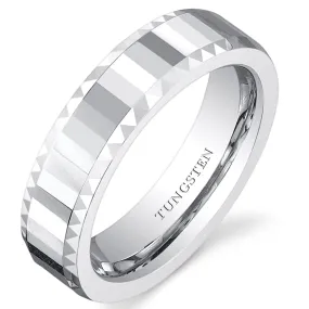 Faceted Mirror Finish 5mm Womens Tungsten Band Size 6.5