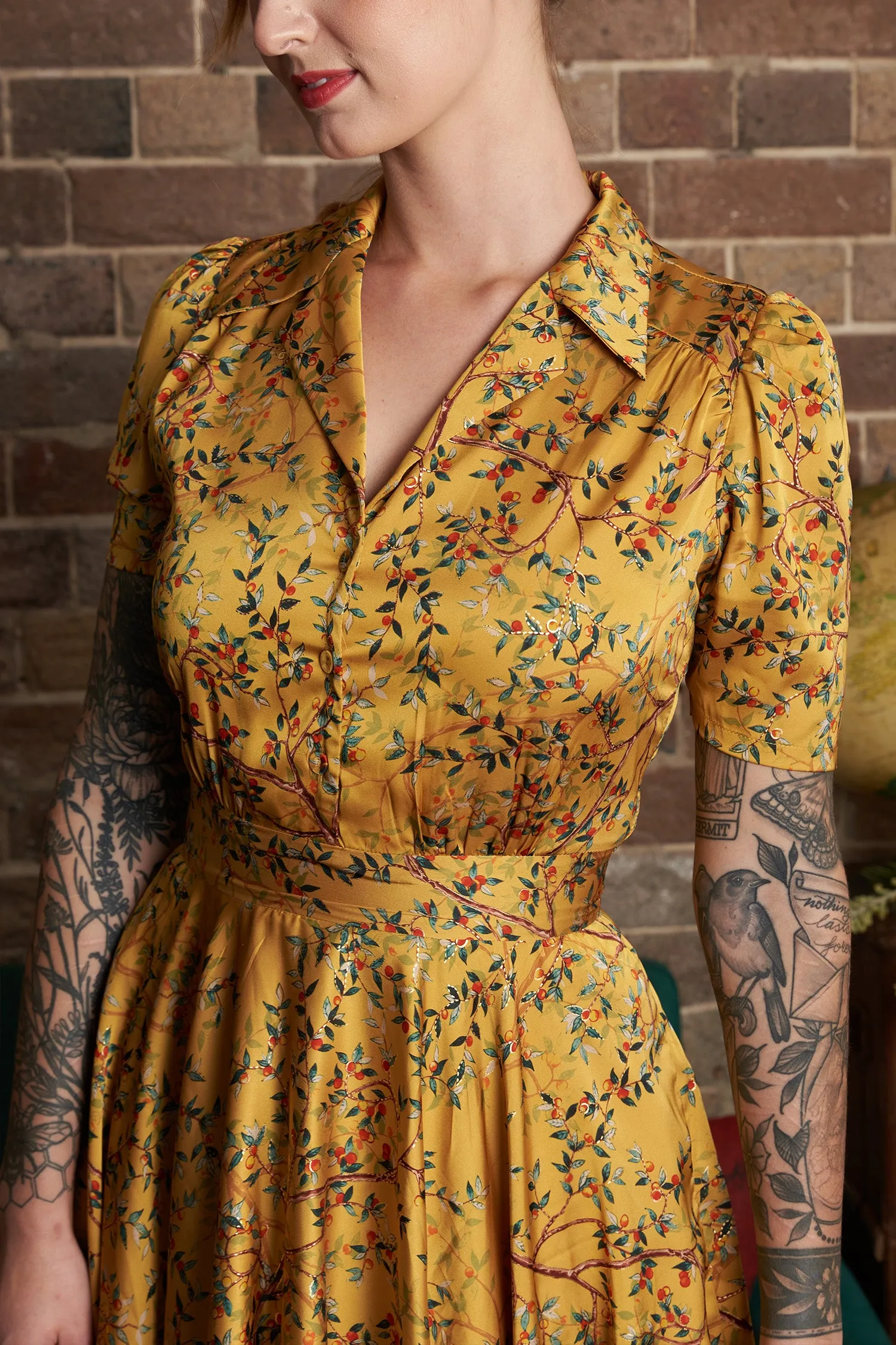 Farah Yellow Berries Shirt Dress