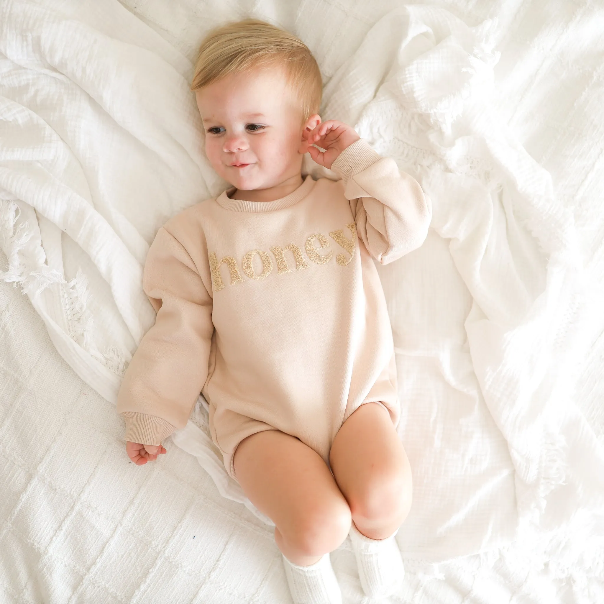 Fleece Jumper Romper - Honey