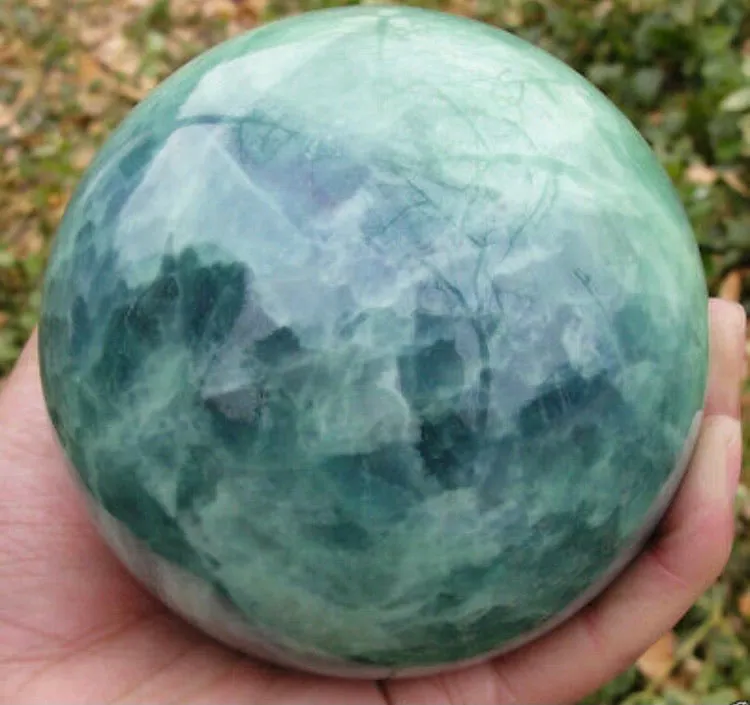 Fluorite Gemstone crystal Glow In The Dark Stone sphere with stand