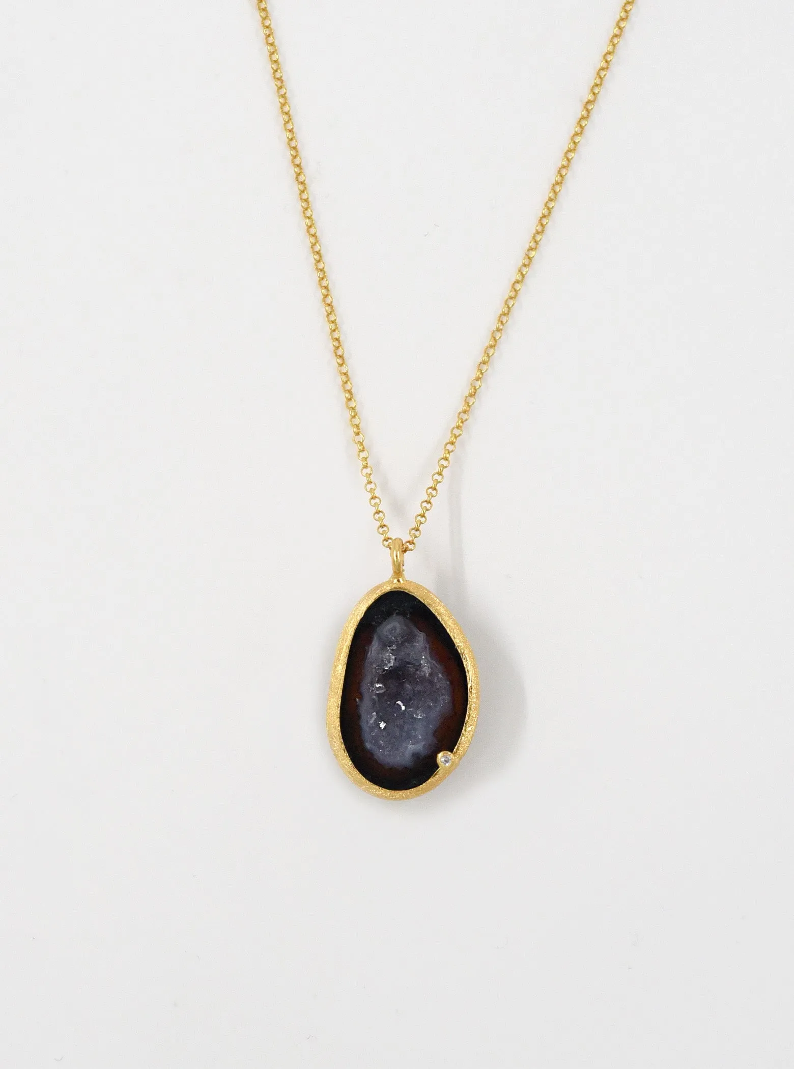 Geode with Genuine Diamond Necklace