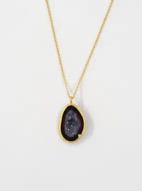 Geode with Genuine Diamond Necklace