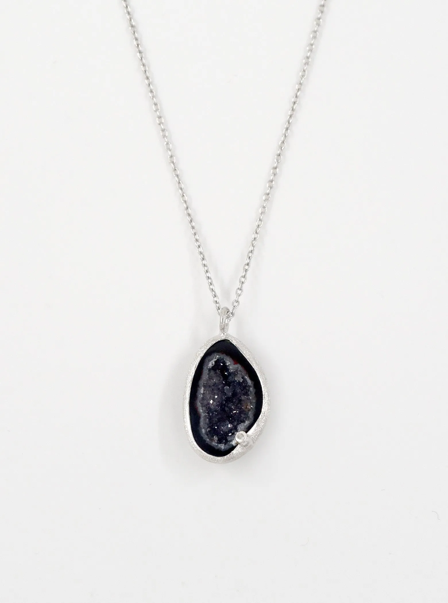 Geode with Genuine Diamond Necklace