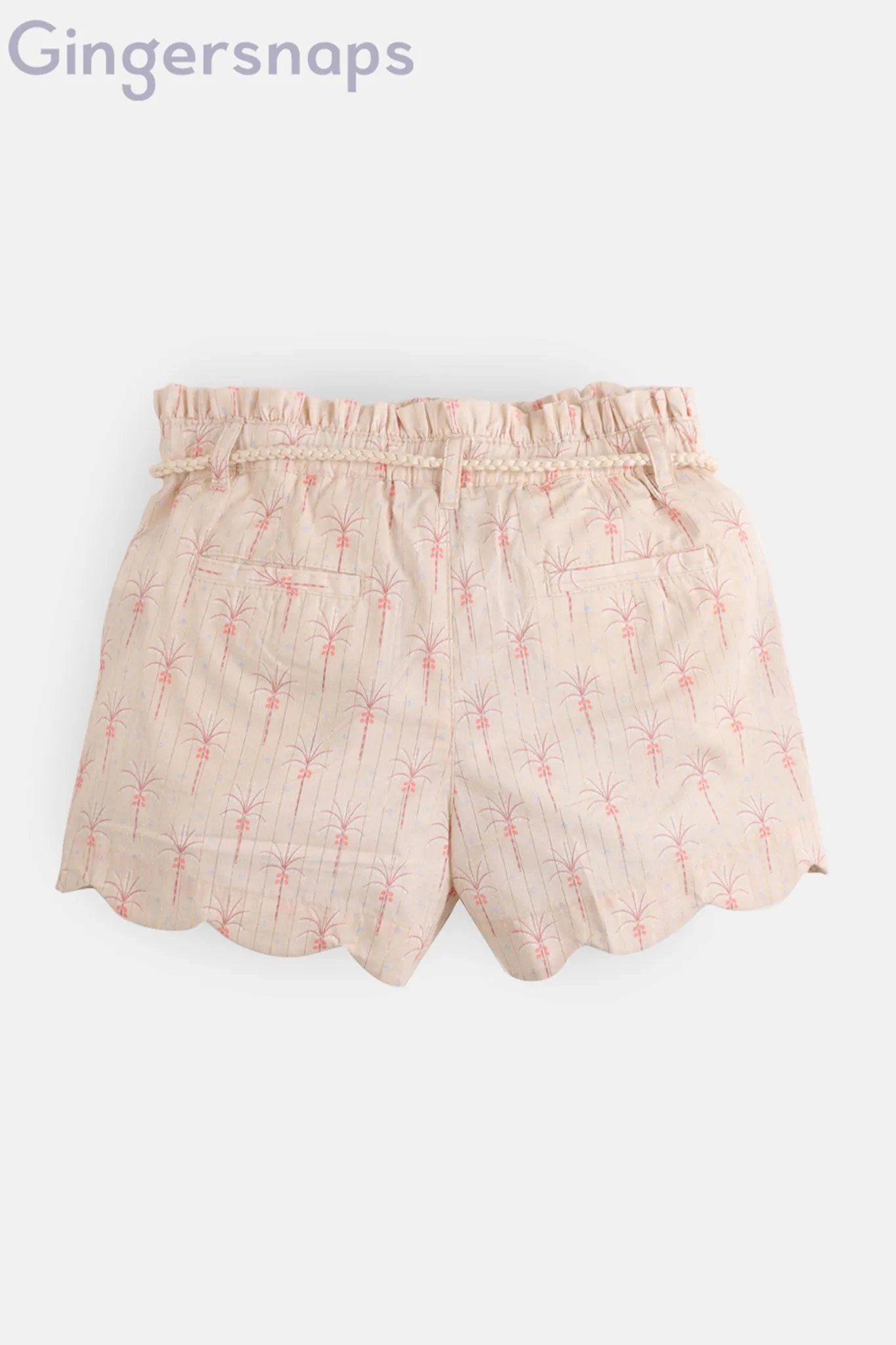 Gingersnaps Shorts with Palm Print and Cord Belt