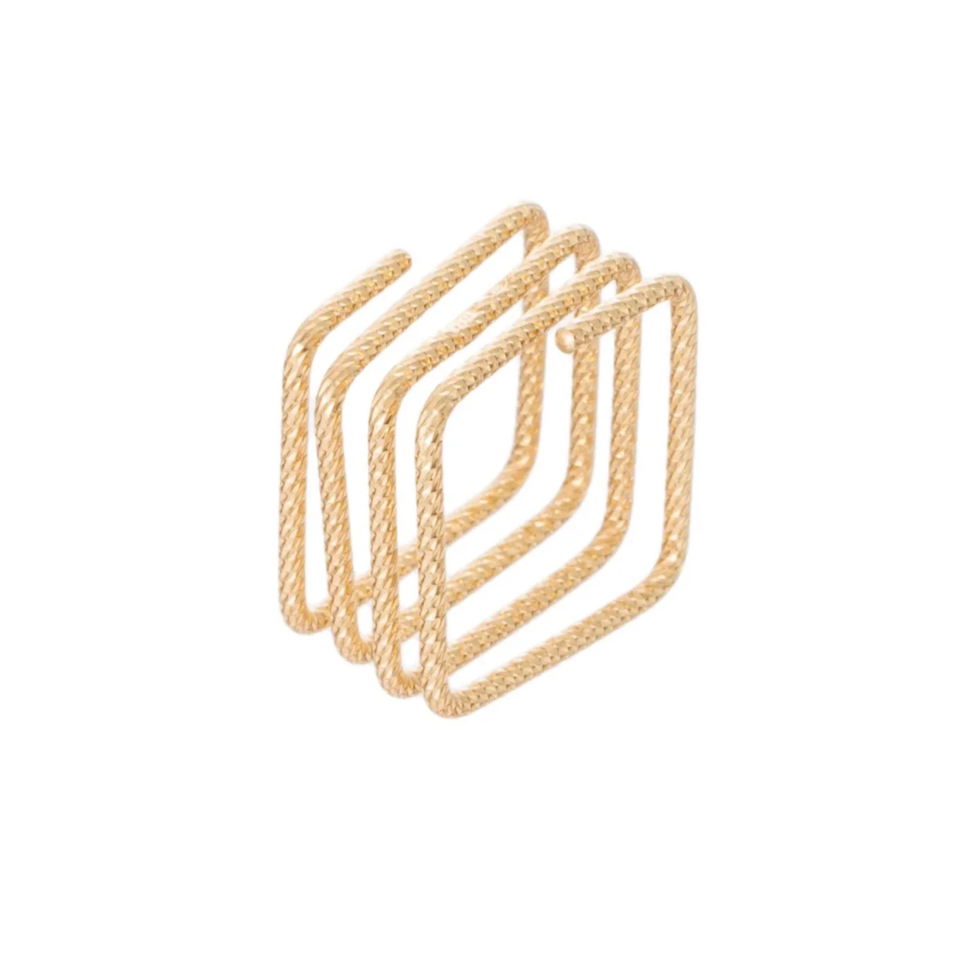 Gold Textural Square Stacked Ring