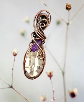 Herkimer Diamond with Amethyst Accent Pendant