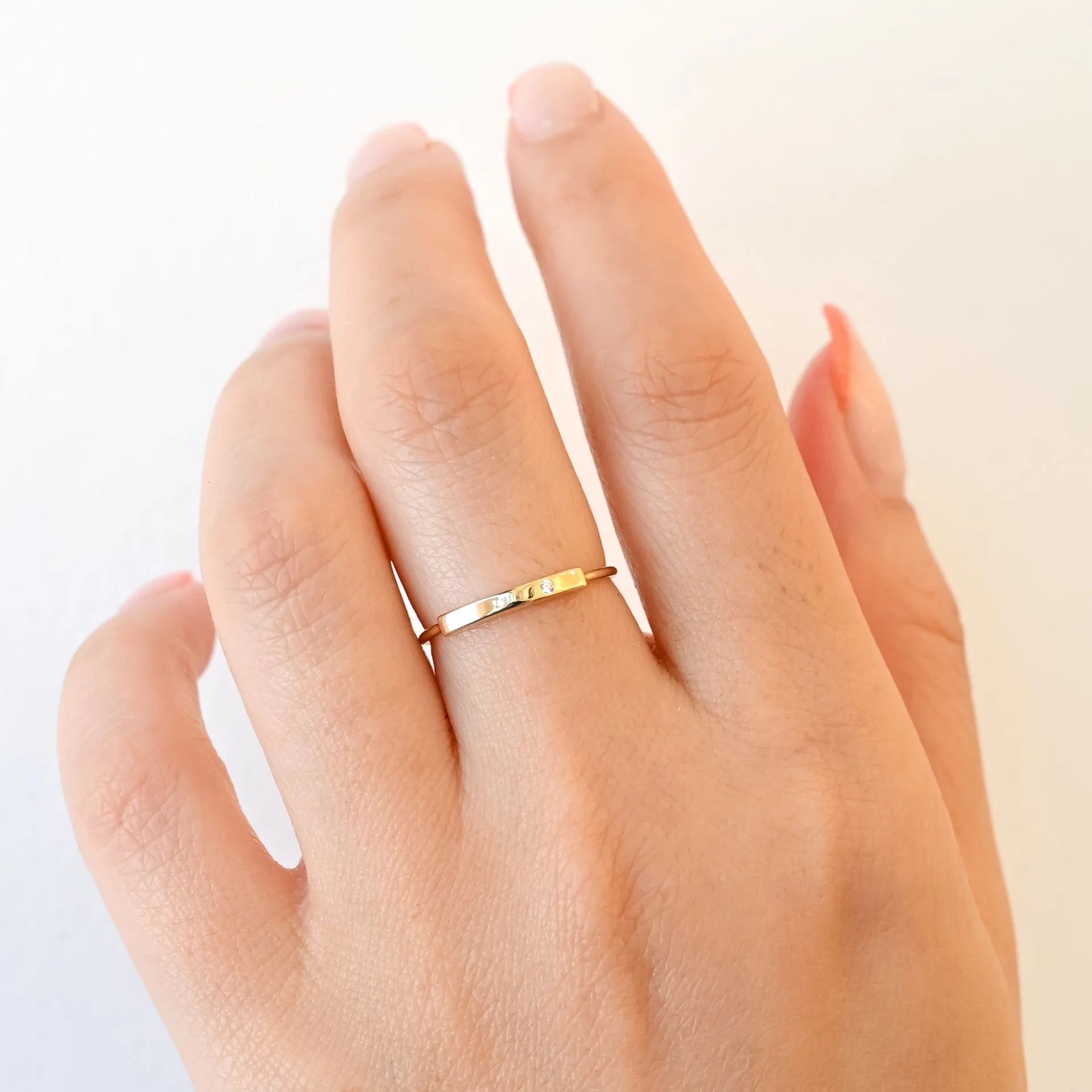 Horizontal Diamond Bar Ring