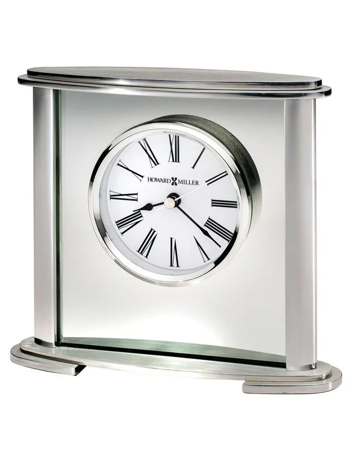 Howard Miller Glenmont Table Clock - Silver Finish - Floating Dial - Glass Case